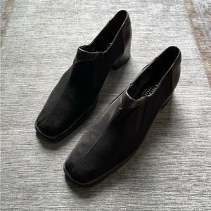 Rangoni Chocolate Square Toe Slip-On Loafers with Leather Trim